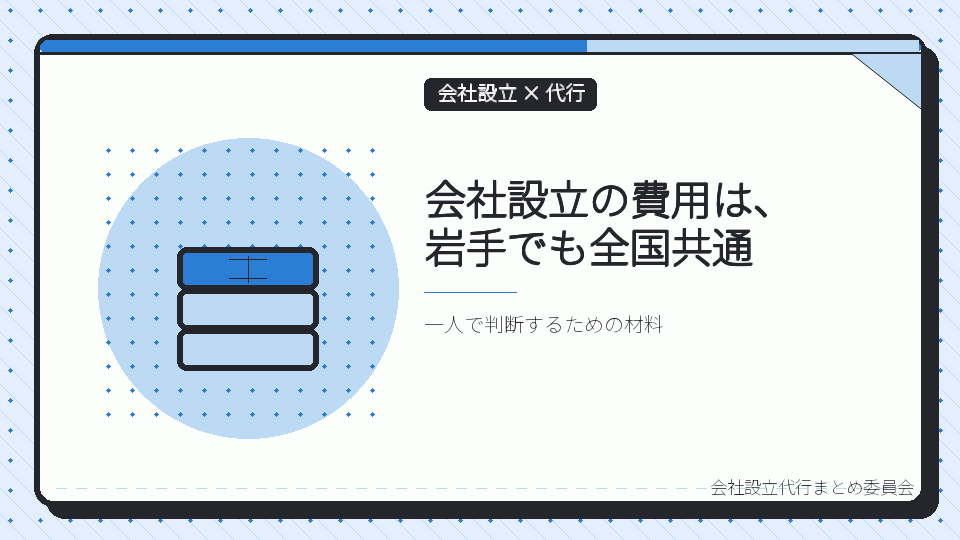 会社設立の費用は、岩手でも全国共通を表したイラスト