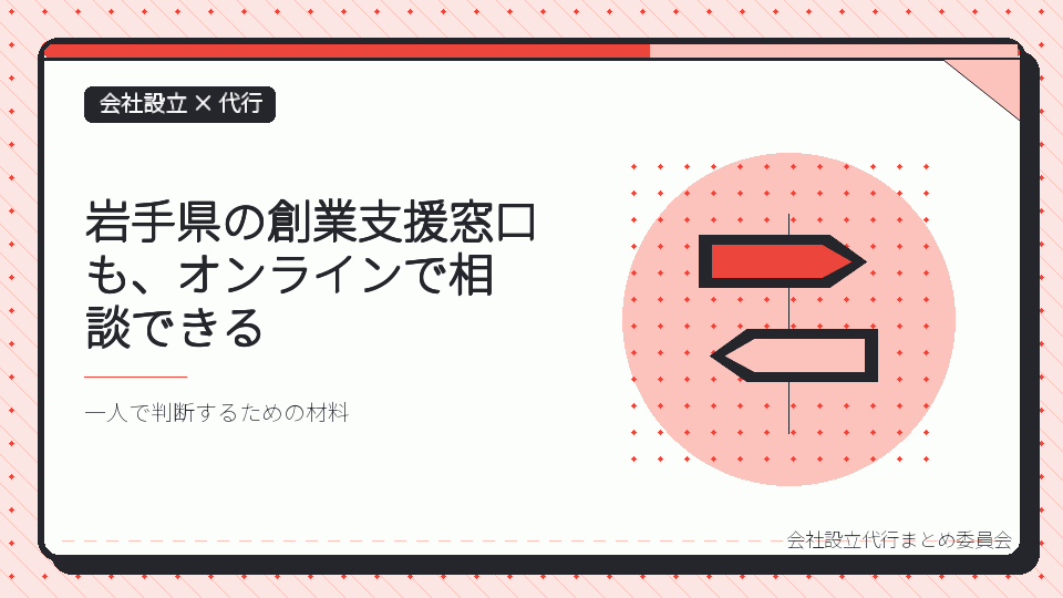 岩手県の創業支援窓口も、オンラインで相談できるを表したイラスト