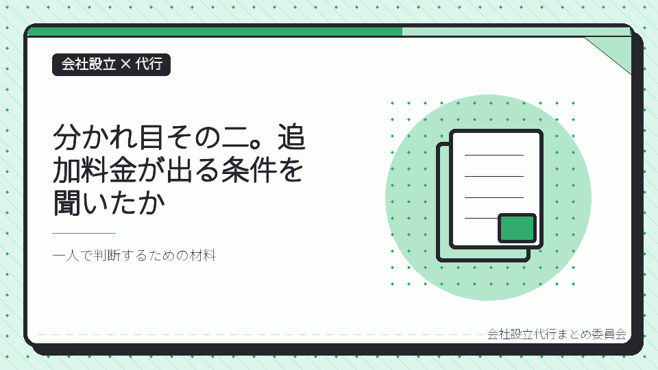 分かれ目その二。追加料金が出る条件を聞いたかを表したイラスト