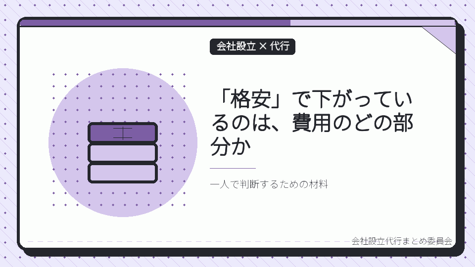 「格安」で下がっているのは、費用のどの部分かを表したイラスト