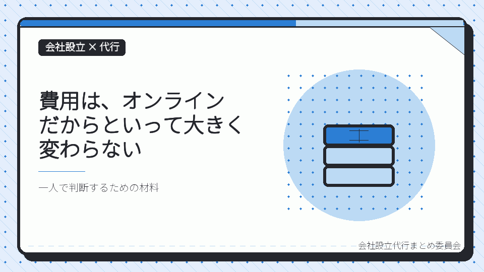 費用は、オンラインだからといって大きく変わらないを表したイラスト