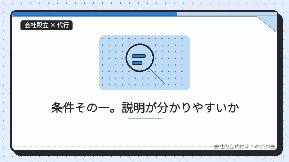 条件その一。説明が分かりやすいかを表したイラスト