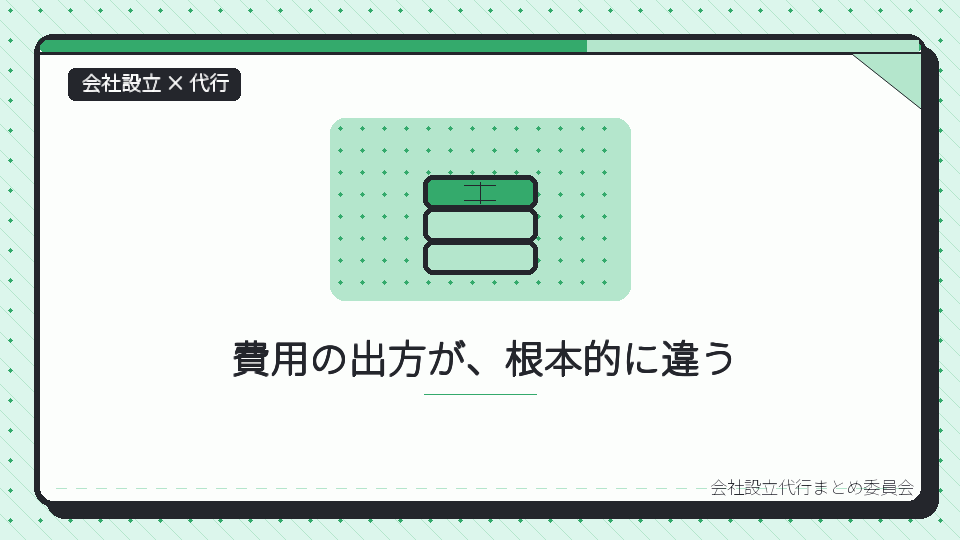 費用の出方が、根本的に違うを表したイラスト