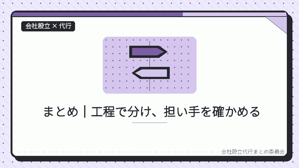 まとめ|工程で分け、担い手を確かめるを表したイラスト