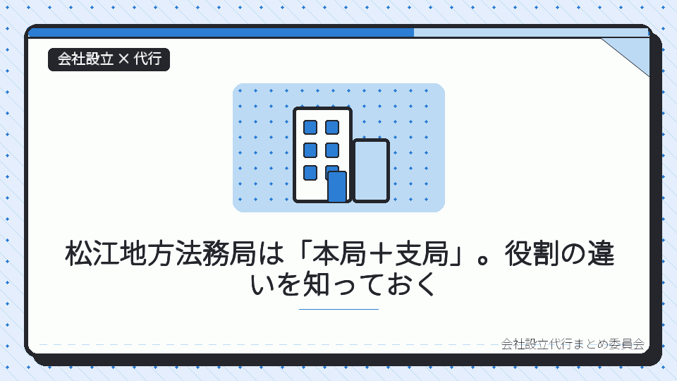 松江地方法務局は「本局＋支局」。役割の違いを知っておくを表したイラスト