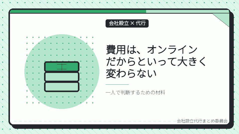 費用は、オンラインだからといって大きく変わらないを表したイラスト