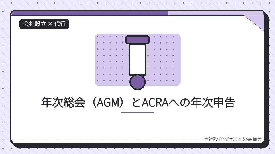 年次総会（AGM）とACRAへの年次申告を表したイラスト