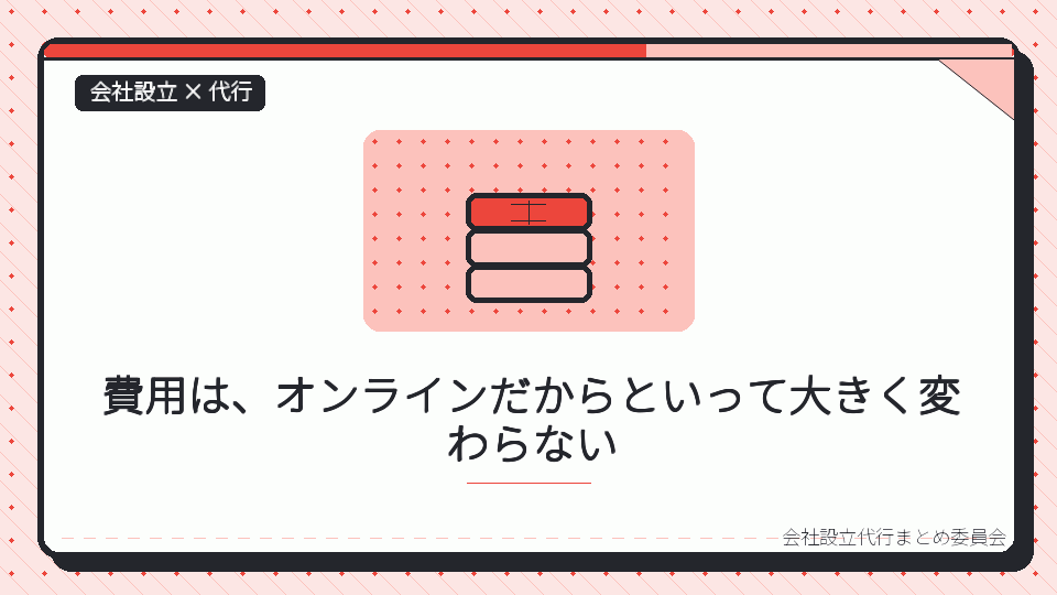 費用は、オンラインだからといって大きく変わらないを表したイラスト