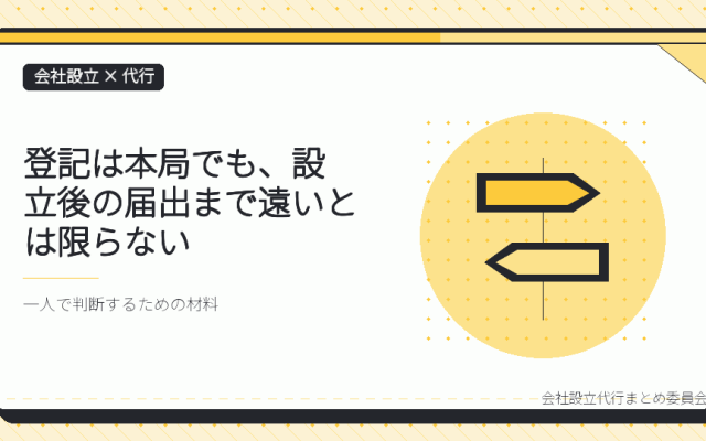 鳥取の会社設立、登記は本局でも届出は近くでできる|代行に頼む範囲を一人で決めるための整理