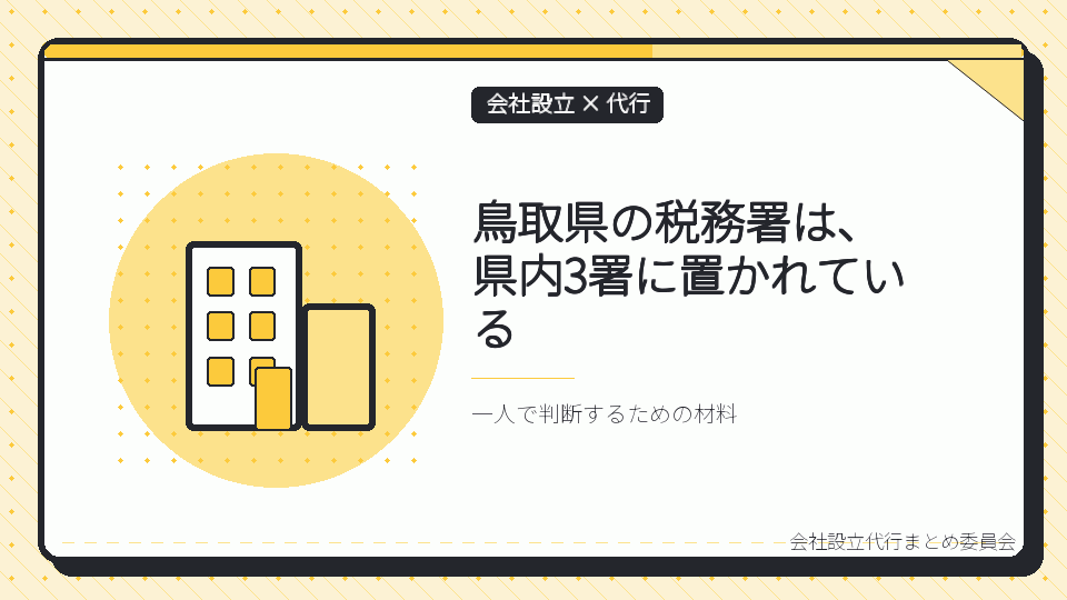 鳥取県の税務署は、県内3署に置かれているを表したイラスト